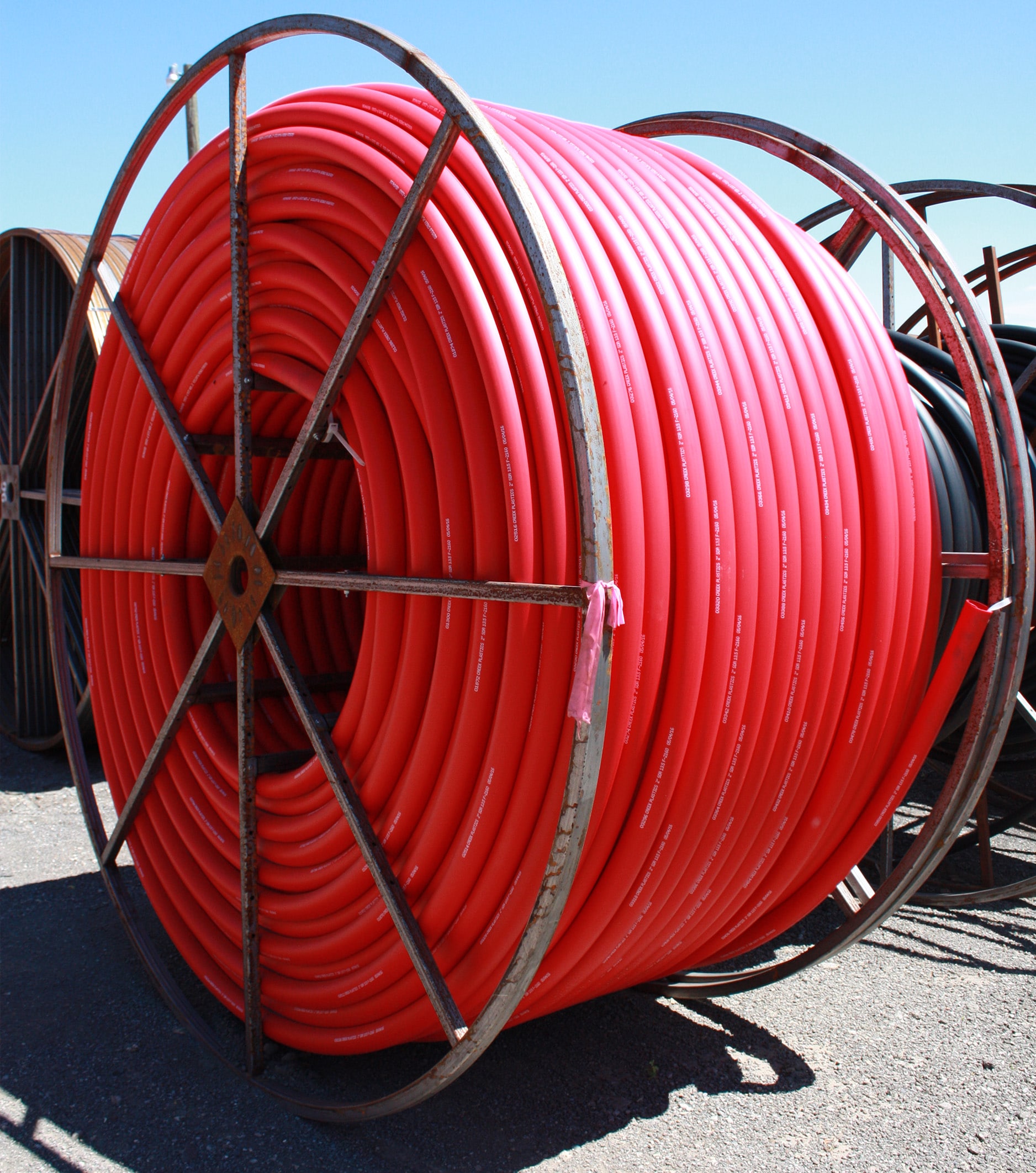 Red HDPE Pipe Reel