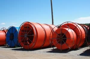 Multiple HDPE Plastic Pipe Reels