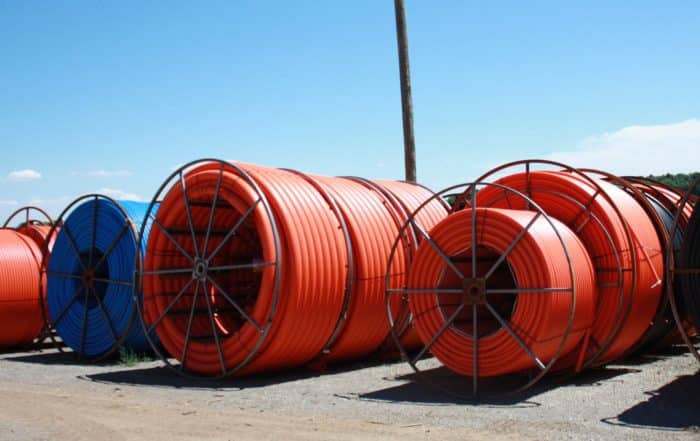 Multiple HDPE Plastic Pipe Reels